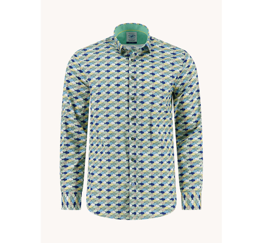 Overhemd Shirt Graphic Fish Multicolor Green (33.019 - 072)