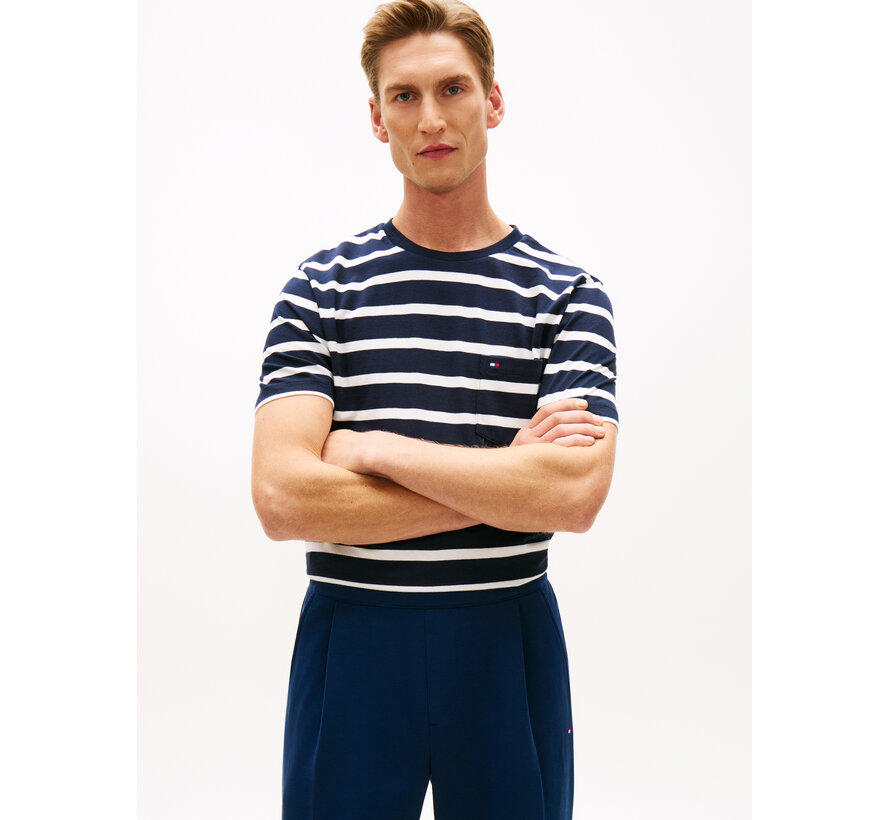 T-shirt Regular Fit Stripe Pocket Navy/Ecru (MW0MW41378 - 0BC)