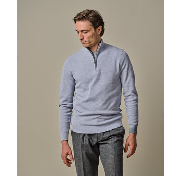Profuomo Half Zip Trui Structure Light Blue (PPWJ30040F)