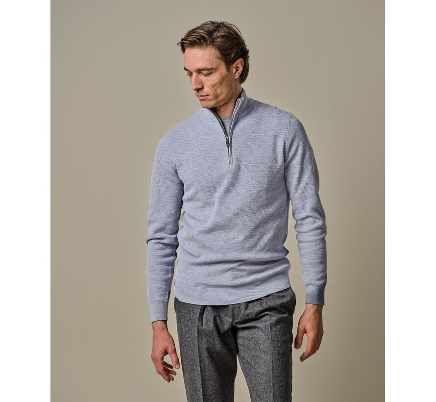 Half Zip Trui Structure Light Blue (PPWJ30040F)
