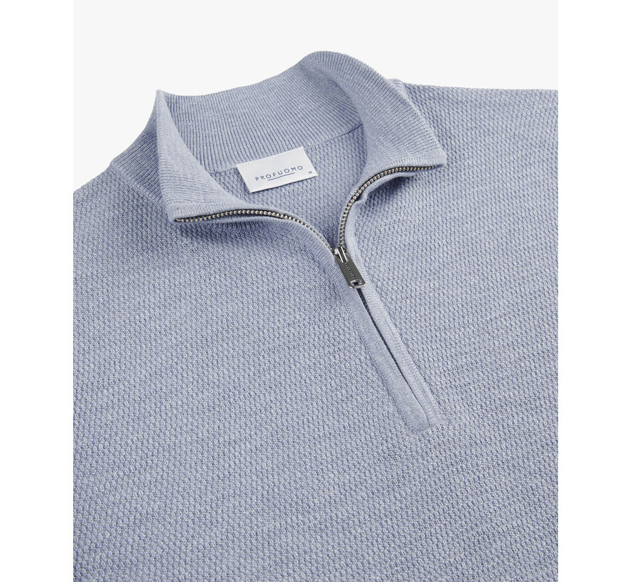 Half Zip Trui Structure Light Blue (PPWJ30040F)