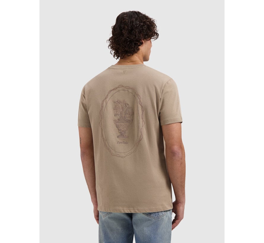 Pure Path T-shirt Embroidered Vase Taupe (26010106 - 53)