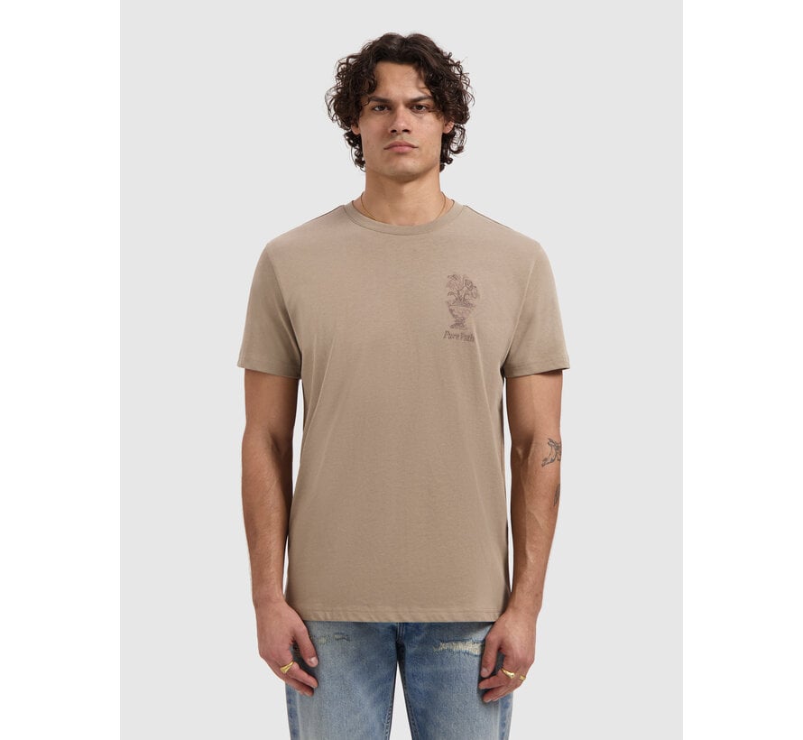 Pure Path T-shirt Embroidered Vase Taupe (26010106 - 53)