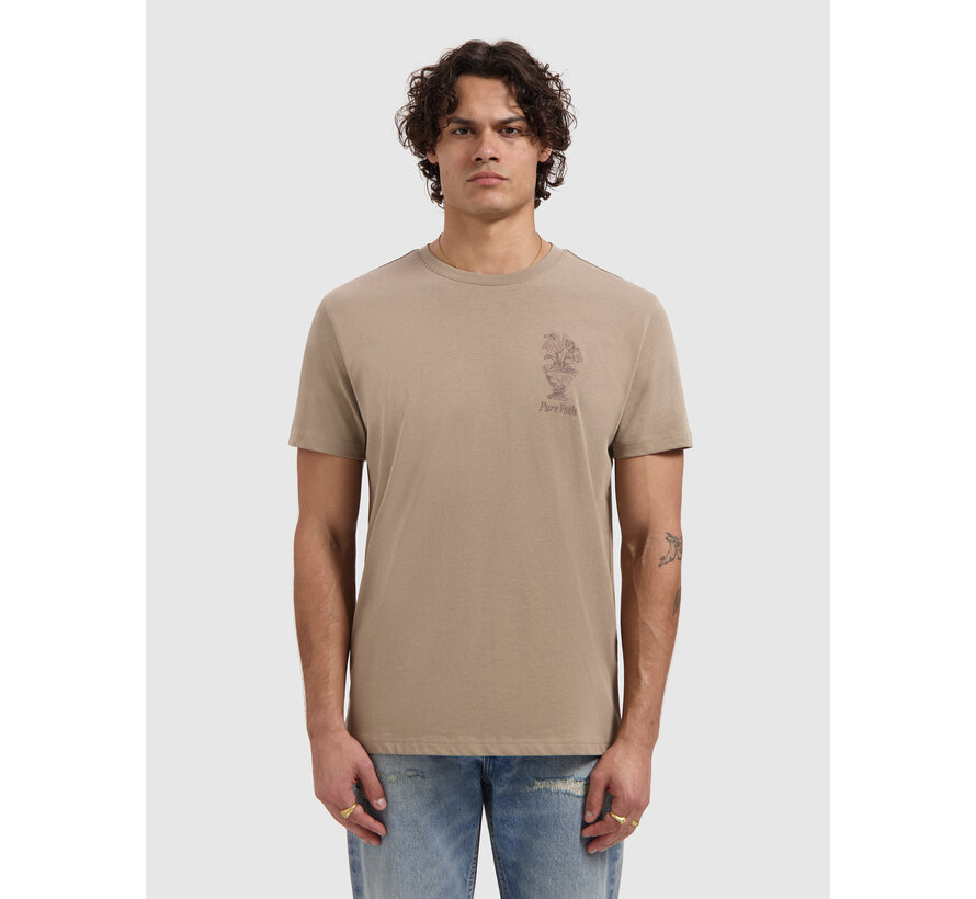 T-shirt Embroidered Vase Taupe (26010106 - 53)