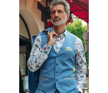 A Fish Named Fred A Fish Named Fred Gilet Waistcoat Melange Pique Light Blue (33.134 - 610)