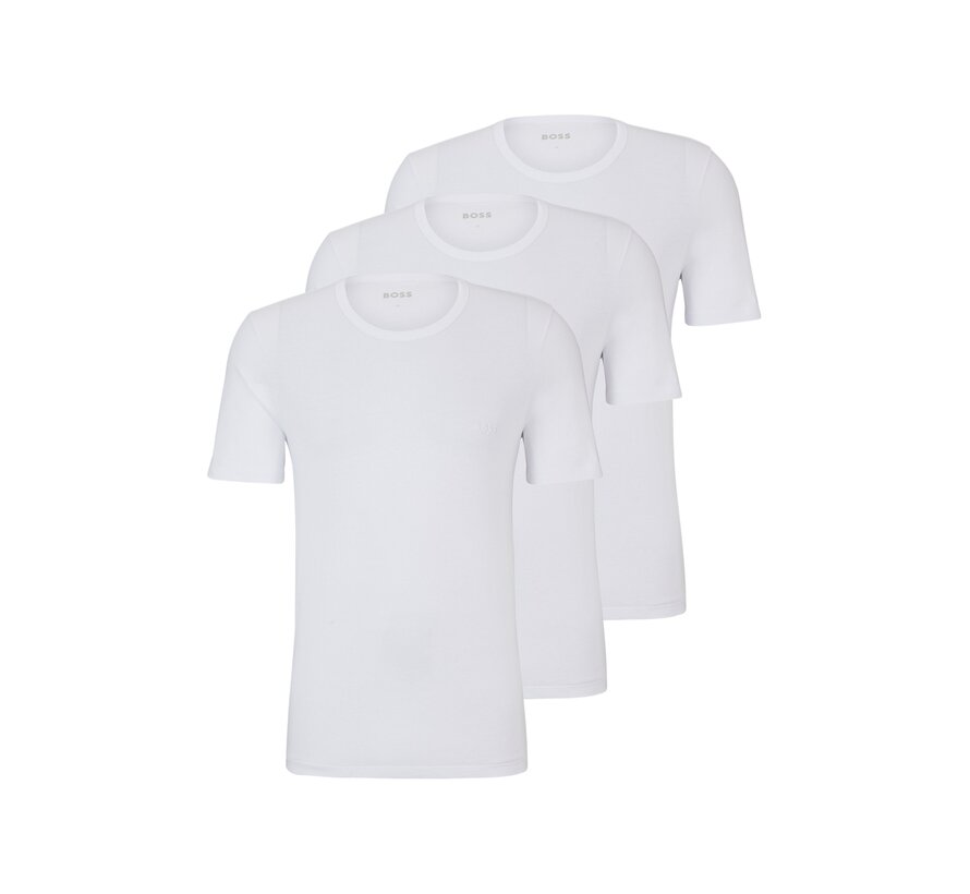 Black T-Shirt Round Neck 3 Pack Classic White (50475284 - 100)