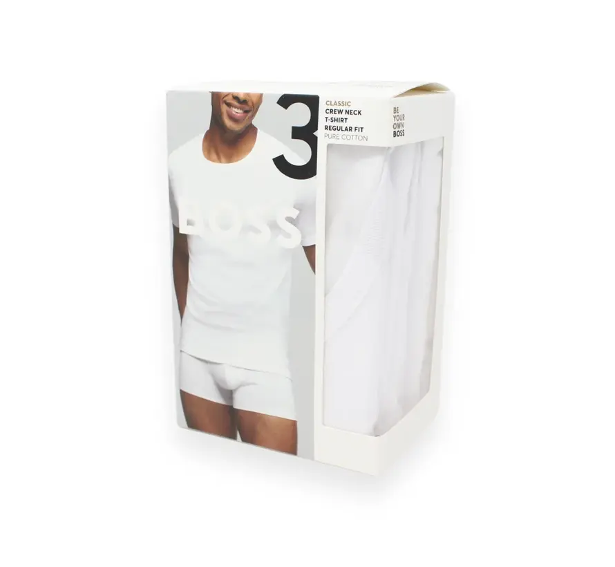 Black T-Shirt Round Neck 3 Pack Classic White (50475284 - 100)