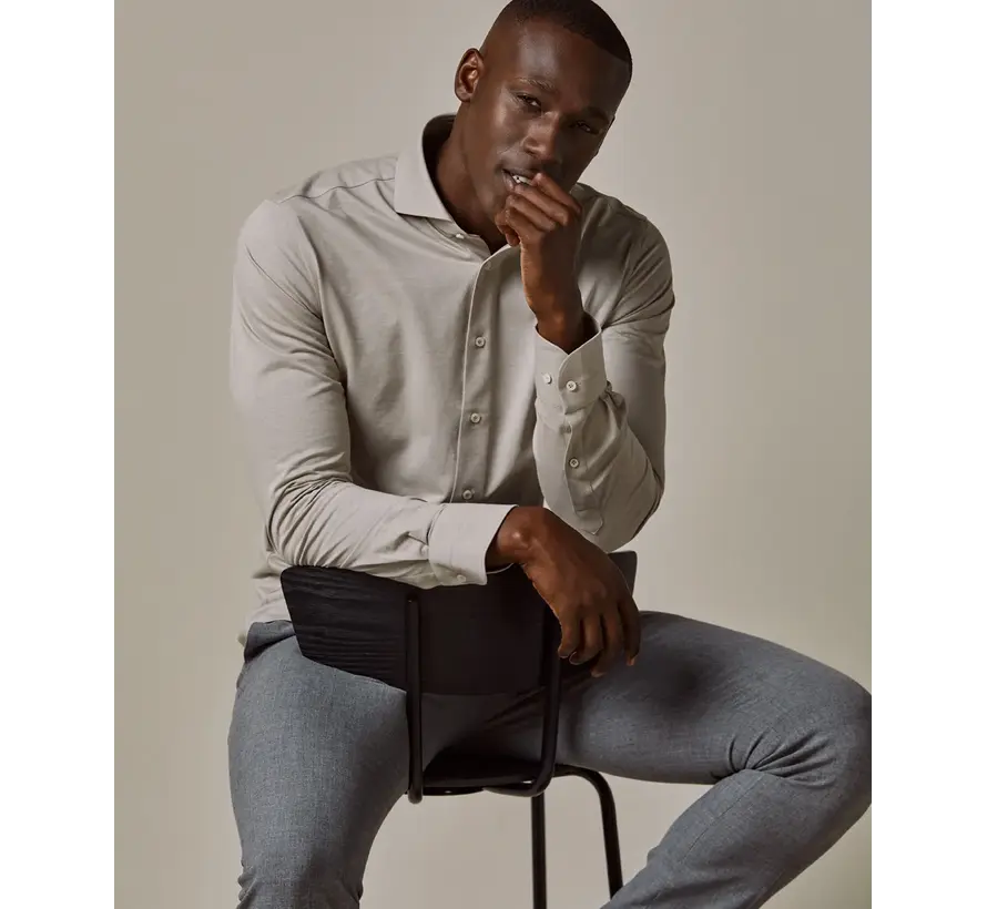 Overhemd Japanse Knitted Slim Fit Beige (PP2H00008B)