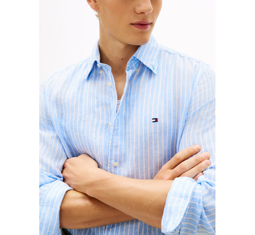 Tommy Hilfiger Overhemd 100% Linnen Stripe Cloudy Blue (MW0MW42400 - 0A5)