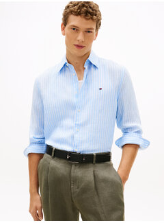 Tommy Hilfiger Overhemd 100% Linnen Stripe Cloudy Blue (MW0MW42400 - 0A5)