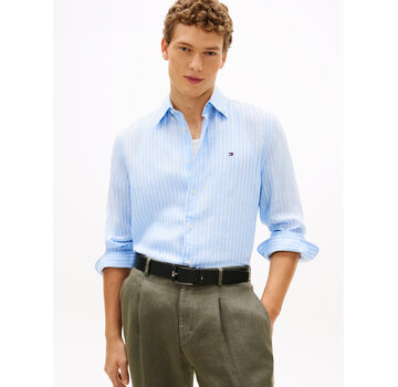 Tommy Hilfiger Overhemd 100% Linnen Stripe Cloudy Blue (MW0MW42400 - 0A5)