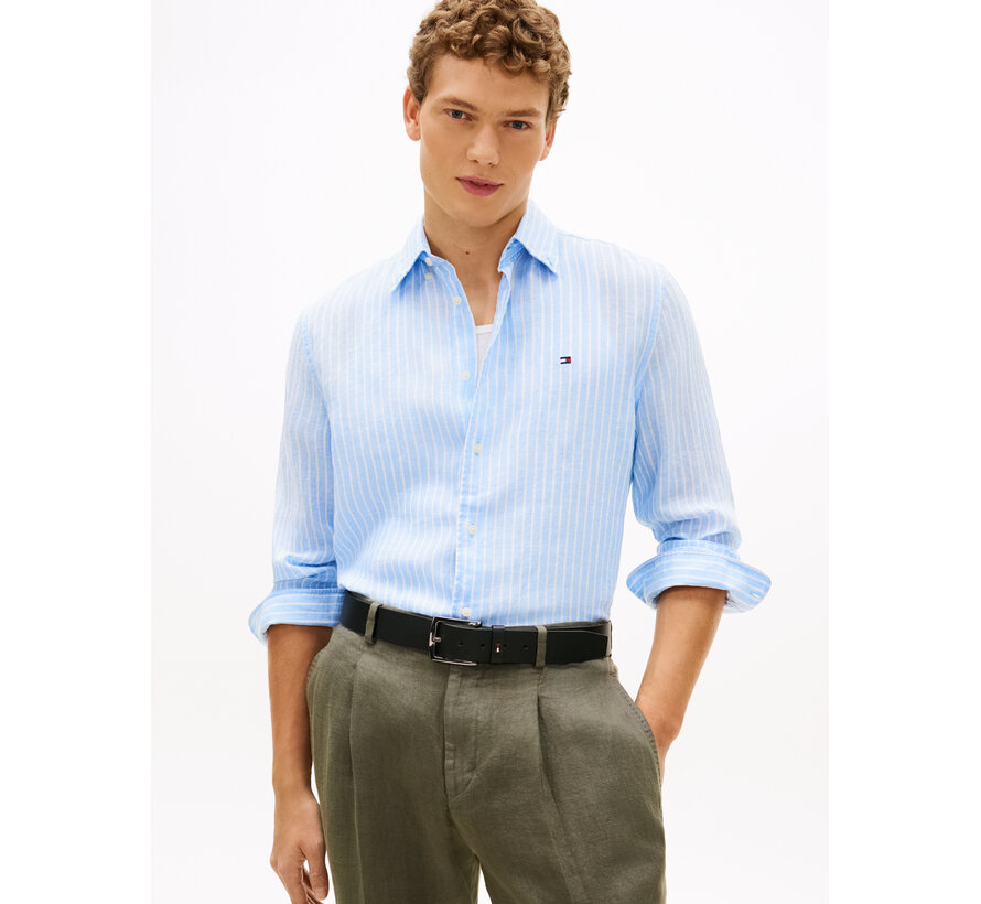 Overhemd 100% Linnen Stripe Cloudy Blue (MW0MW42400 - 0A5)