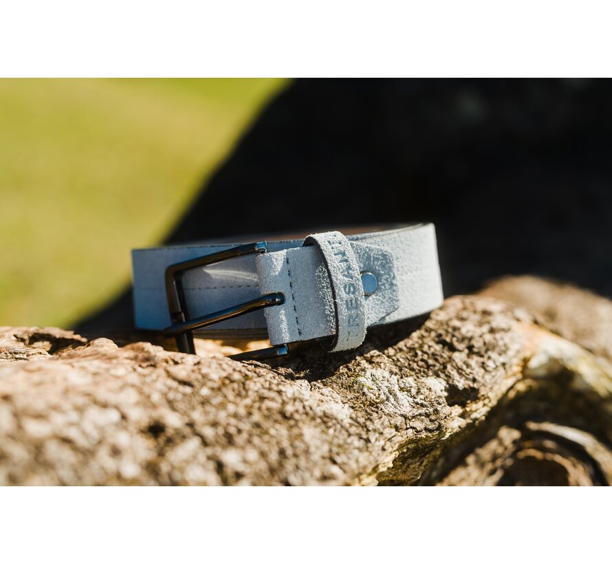 Riem Genesio | Suede Belt With Stitch Sky Blue (TRBEKA063 - 801)