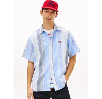 Tommy Hilfiger Korte Mouw Overhemd Relaxed Fit Stripe Sweet Blue (DM0DM22789 - C3Q)