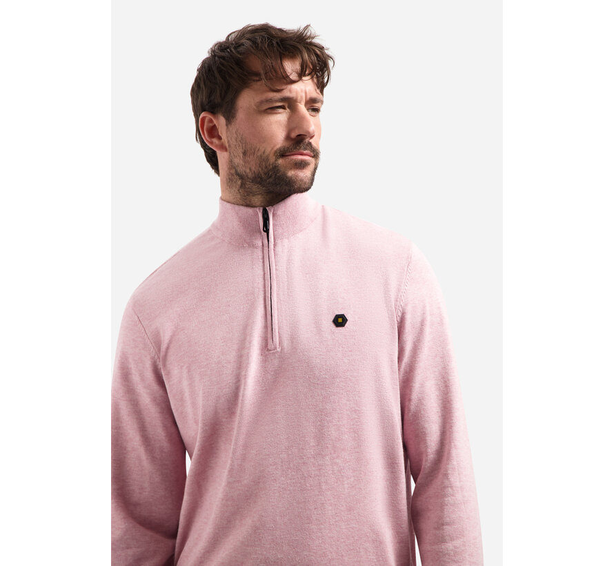 No Excess Half Zip Pullover Melange Light Mauve (31210195SN - 346)