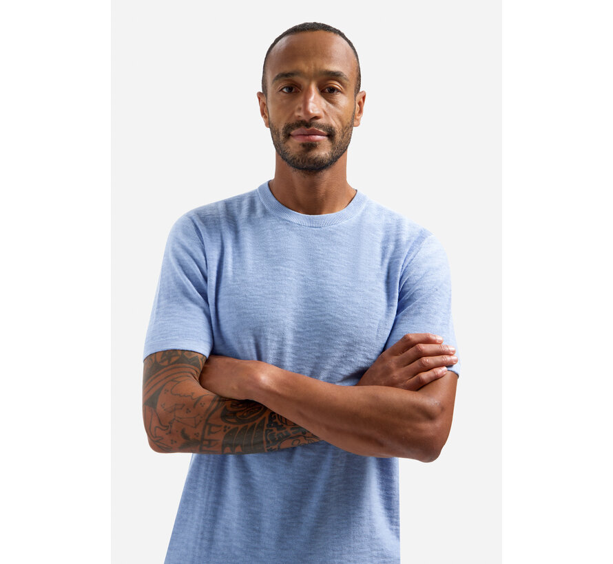 Pullover Short Sleeve Crew Neck Slub Blue (31240262SN - 030)