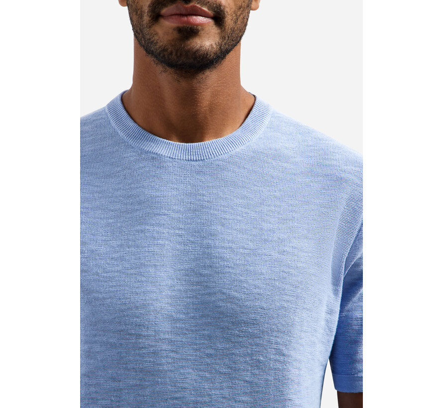 Pullover Short Sleeve Crew Neck Slub Blue (31240262SN - 030)