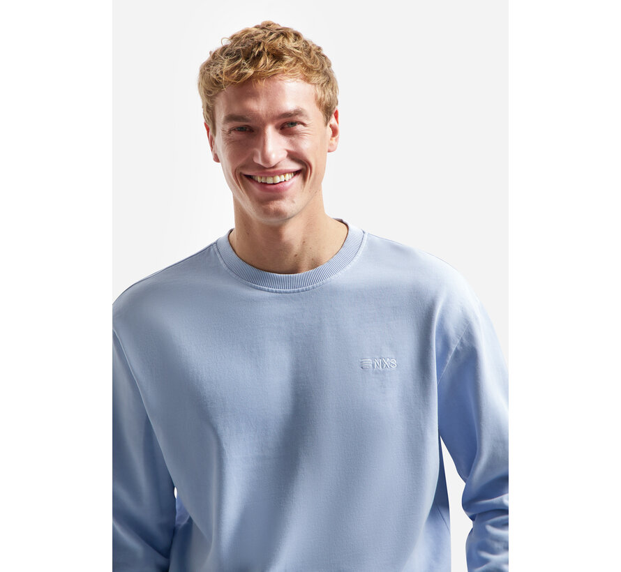 Sweater Crewneck French Terry Garment Dyed Blue (31110116 - 030)