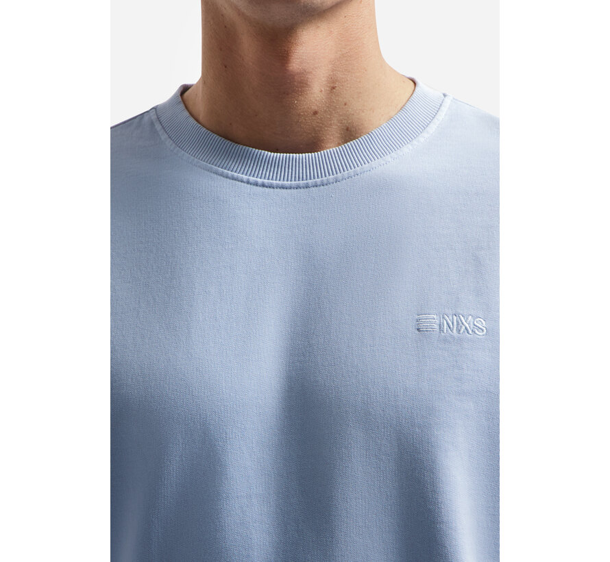 Sweater Crewneck French Terry Garment Dyed Blue (31110116 - 030)