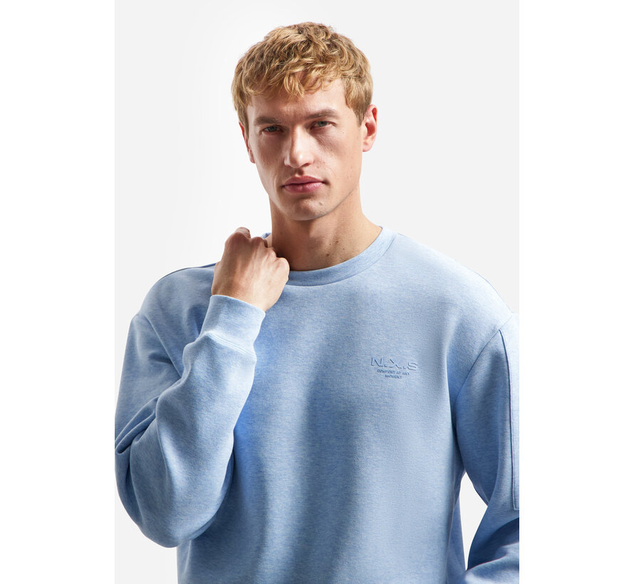 Sweater Crewneck Bonded Melange Blue (31100114 - 030)
