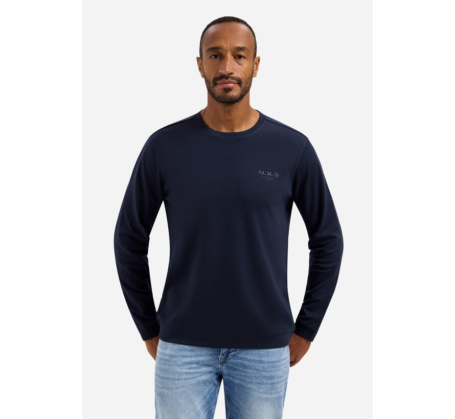 T-Shirt Long Sleeve Crewneck Solid Heavy Interlock Night (31190261 - 078)