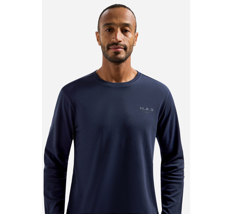 T-Shirt Long Sleeve Crewneck Solid Heavy Interlock Night (31190261 - 078)