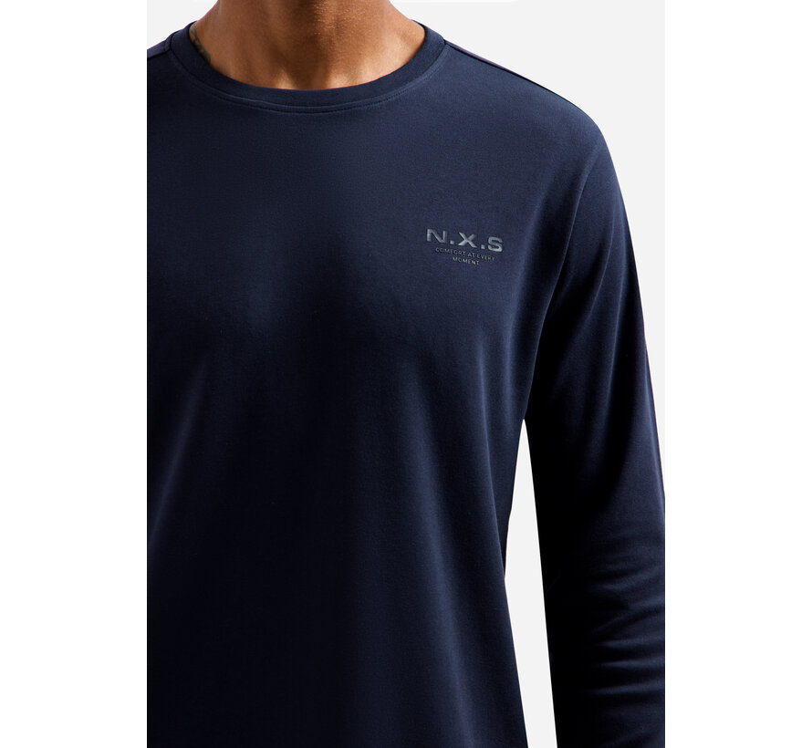 T-Shirt Long Sleeve Crewneck Solid Heavy Interlock Night (31190261 - 078)
