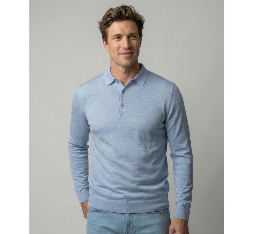 Longlseeve Polo Fine Merino Light Blue (MM261.1206.03 - 2001)
