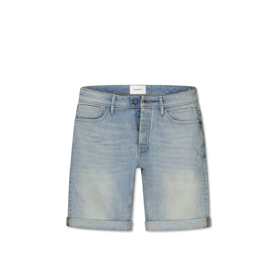 Pure Path Jeans Short The Miles Slim Fit Denim Blue Green (W1621 - 88)