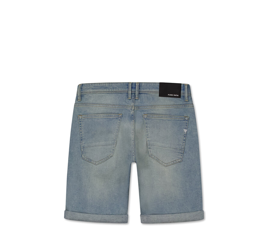 Pure Path Jeans Short The Miles Slim Fit Denim Blue Green (W1621 - 88)