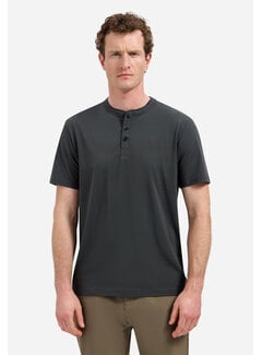 No Excess T-Shirt Granddad Half Button Melange Dark Steel (31340316 - 124)
