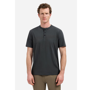 No Excess T-Shirt Granddad Half Button Melange Dark Steel (31340316 - 124)