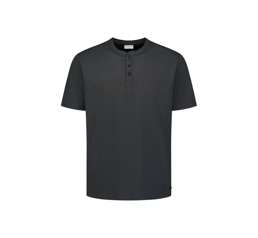 T-Shirt Granddad Half Button Melange Dark Steel (31340316 - 124)