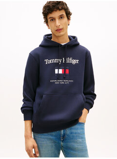Tommy Hilfiger Hooded Sweater Embro Flag Navy Blue (MW0MW42735 - DW5)