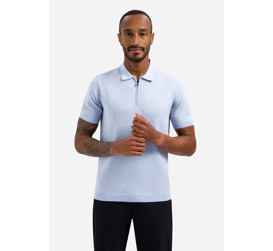 Pullover Short Sleeve Polo Zip Melange Blue (31220291SN - 030)