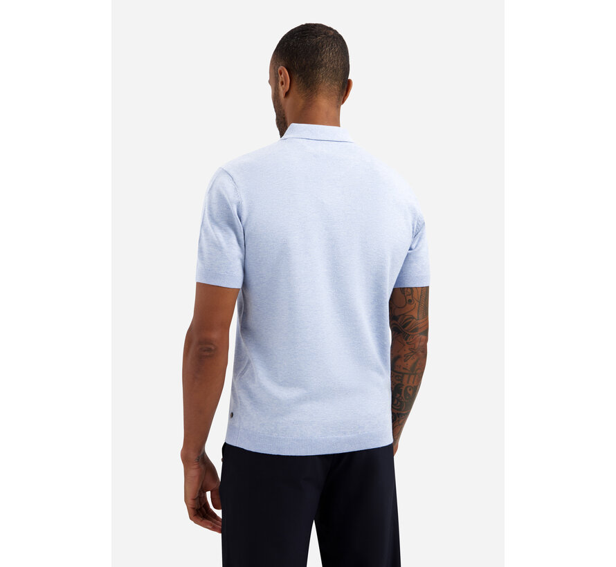 No Excess Pullover Short Sleeve Polo Zip Melange Blue (31220291SN - 030)