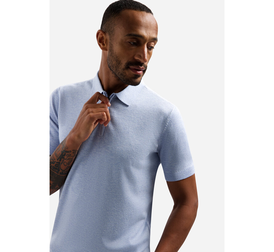 Pullover Short Sleeve Polo Zip Melange Blue (31220291SN - 030)