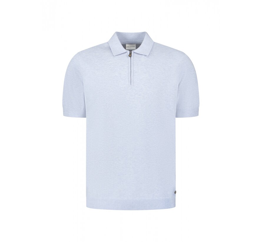 Pullover Short Sleeve Polo Zip Melange Blue (31220291SN - 030)