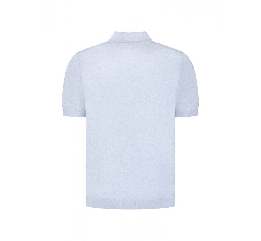 No Excess Pullover Short Sleeve Polo Zip Melange Blue (31220291SN - 030)