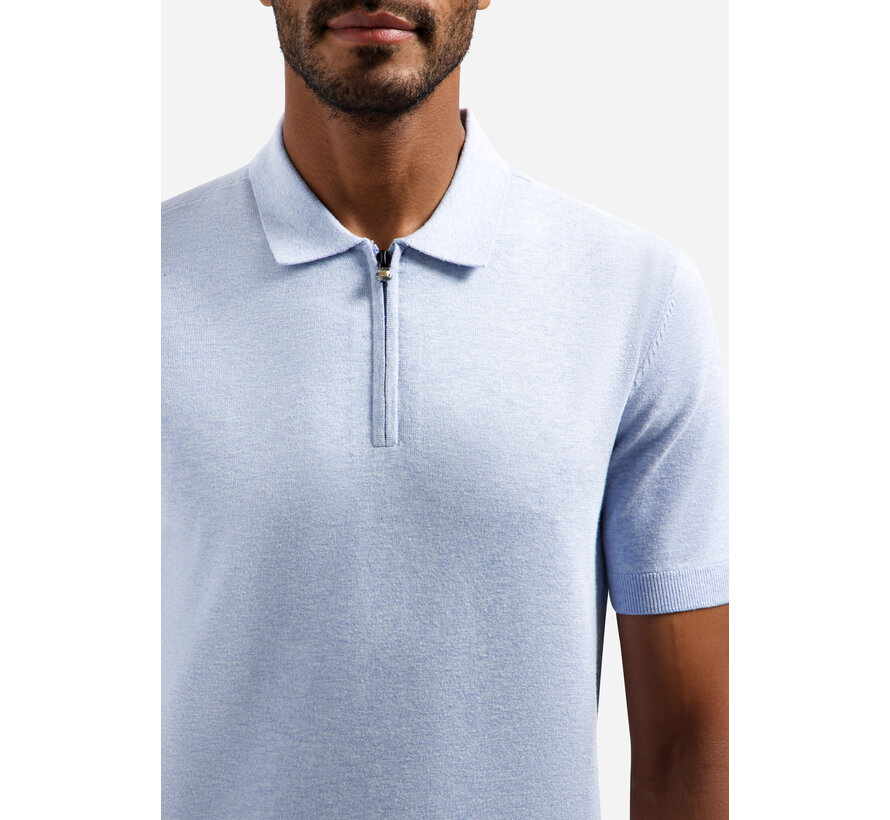 No Excess Pullover Short Sleeve Polo Zip Melange Blue (31220291SN - 030)