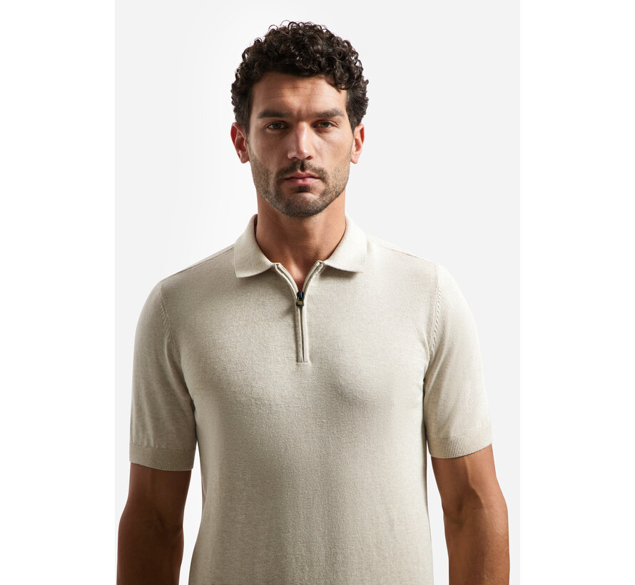 No Excess Pullover Short Sleeve Polo Zip Melange Desert (31220291SN - 045)