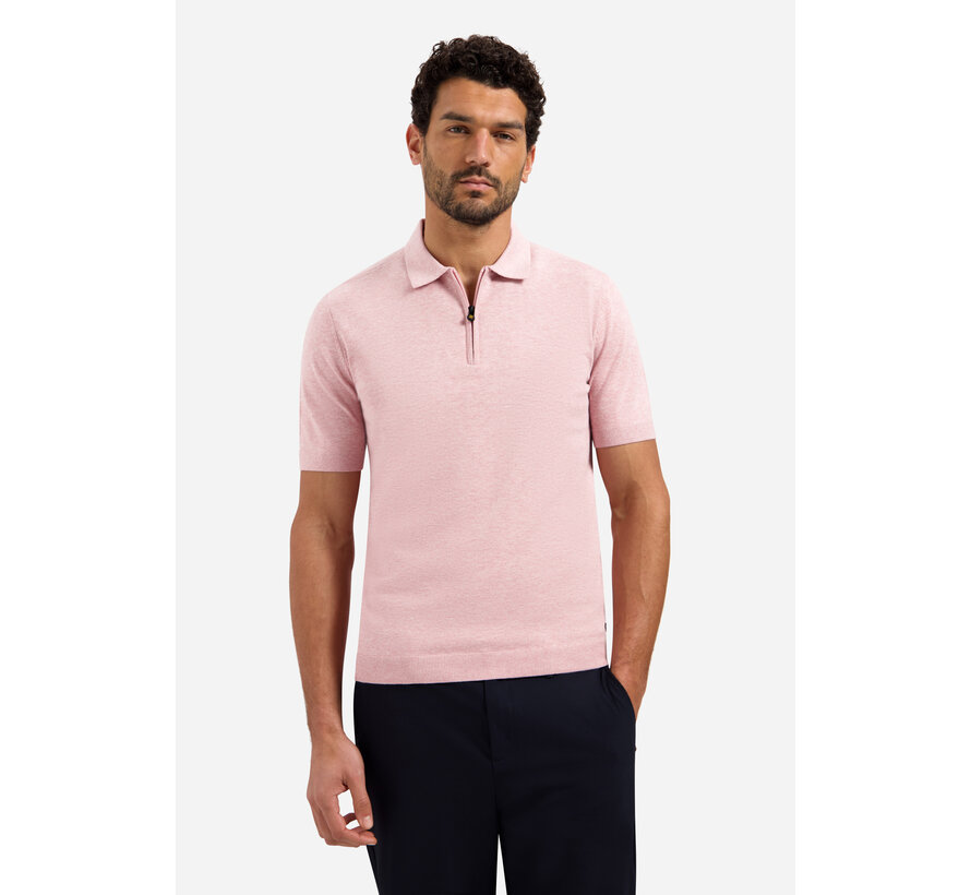 No Excess Pullover Short Sleeve Polo Zip Melange Light Mauve (31220291SN - 346)