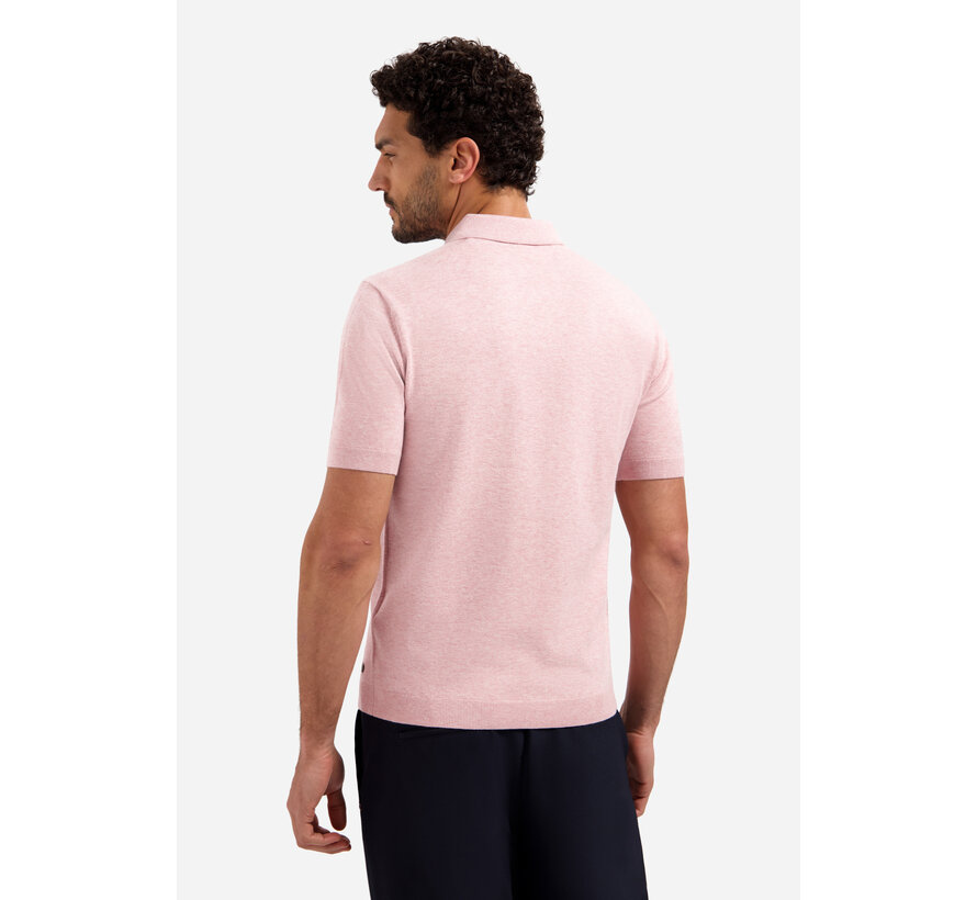 No Excess Pullover Short Sleeve Polo Zip Melange Light Mauve (31220291SN - 346)