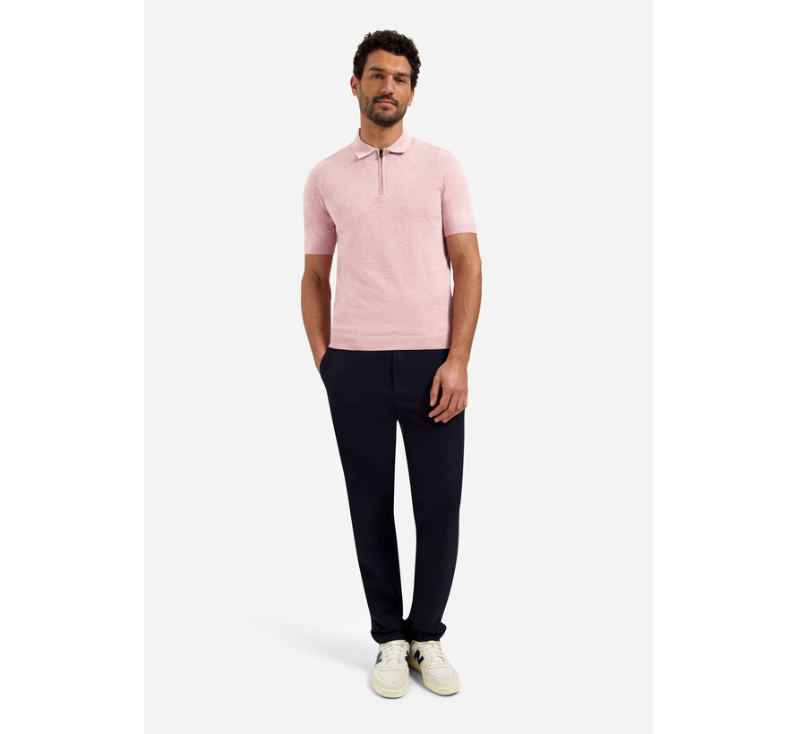 Pullover Short Sleeve Polo Zip Melange Light Mauve (31220291SN - 346)