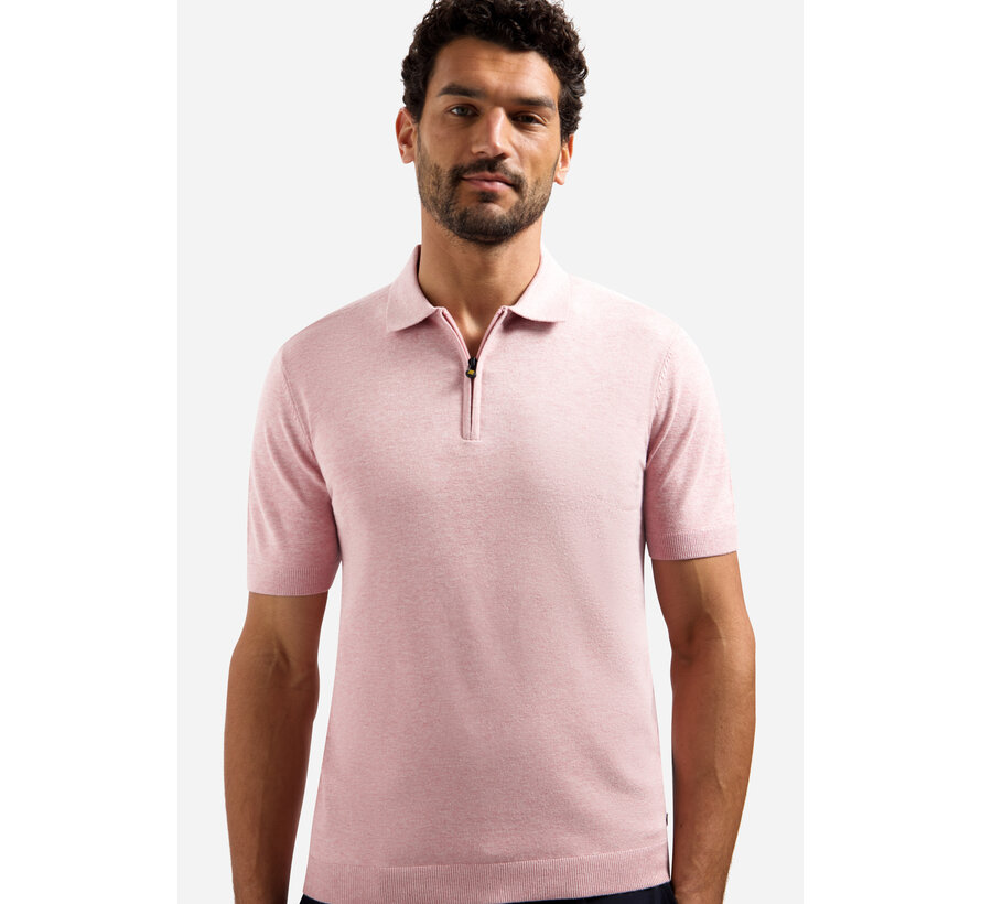 No Excess Pullover Short Sleeve Polo Zip Melange Light Mauve (31220291SN - 346)