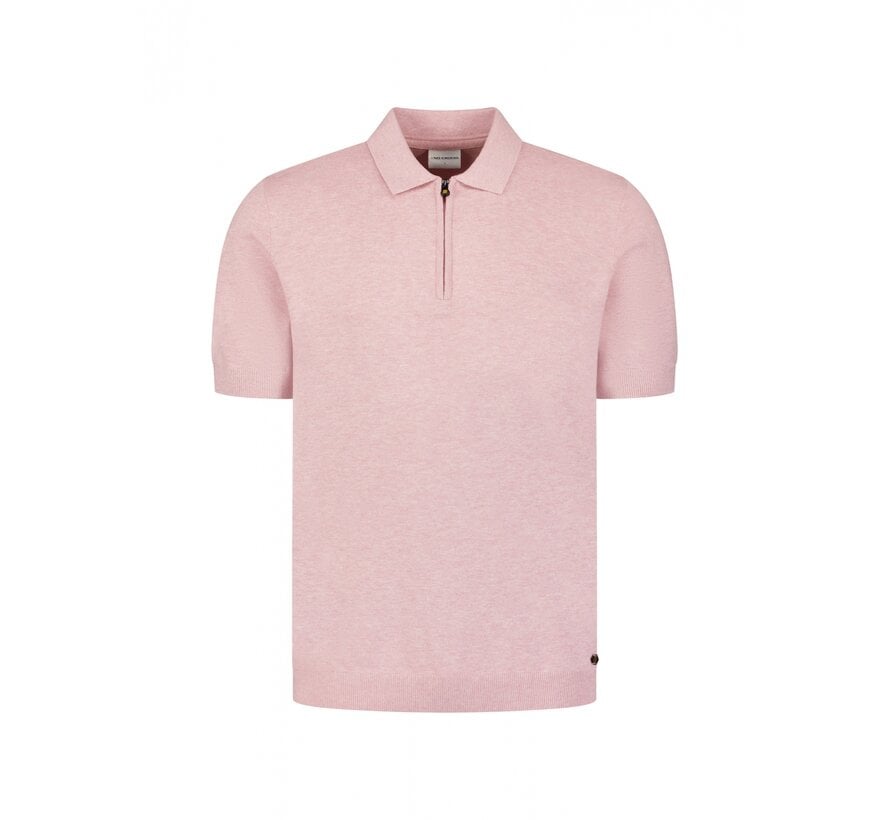 No Excess Pullover Short Sleeve Polo Zip Melange Light Mauve (31220291SN - 346)