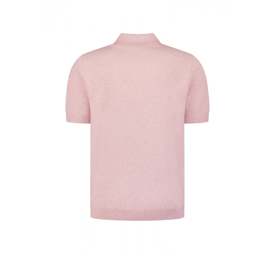 No Excess Pullover Short Sleeve Polo Zip Melange Light Mauve (31220291SN - 346)