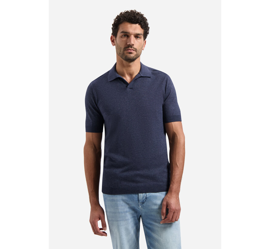 No Excess Pullover Short Sleeve V-Polo Melange Night (31220292SN - 078)