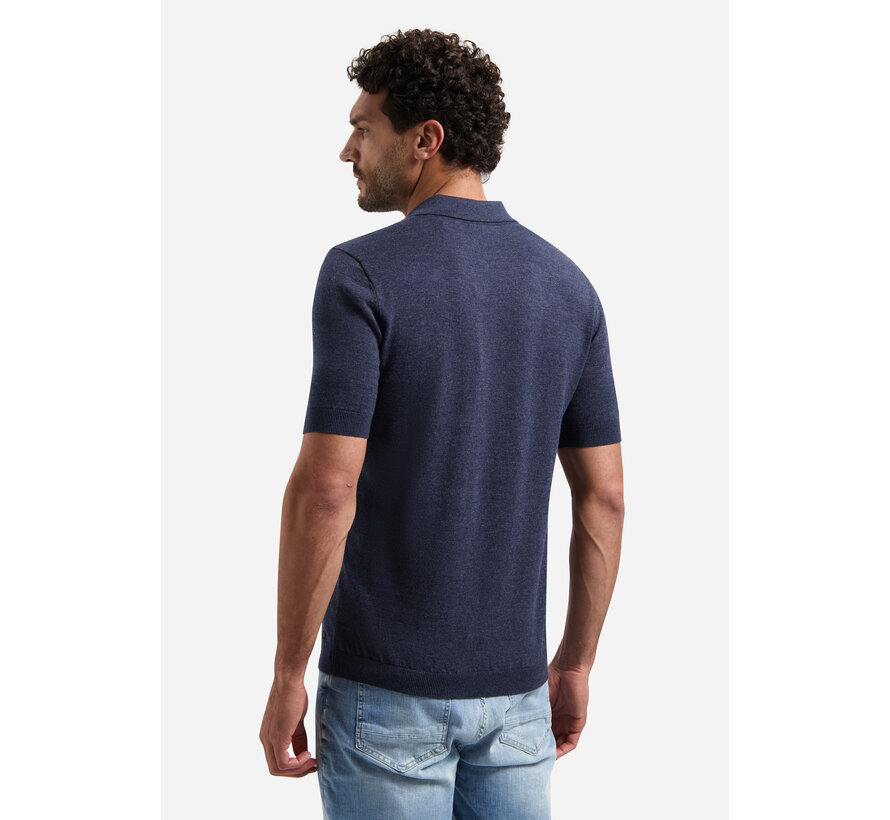 No Excess Pullover Short Sleeve V-Polo Melange Night (31220292SN - 078)