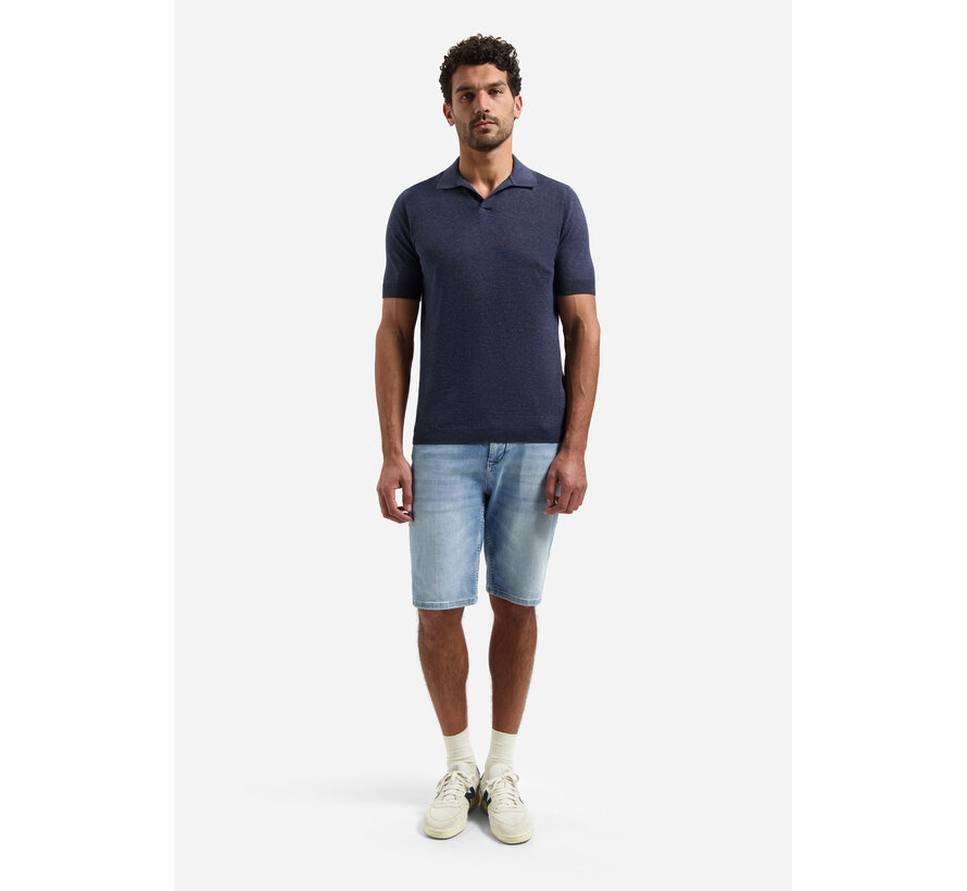 Pullover Short Sleeve V-Polo Melange Night (31220292SN - 078)